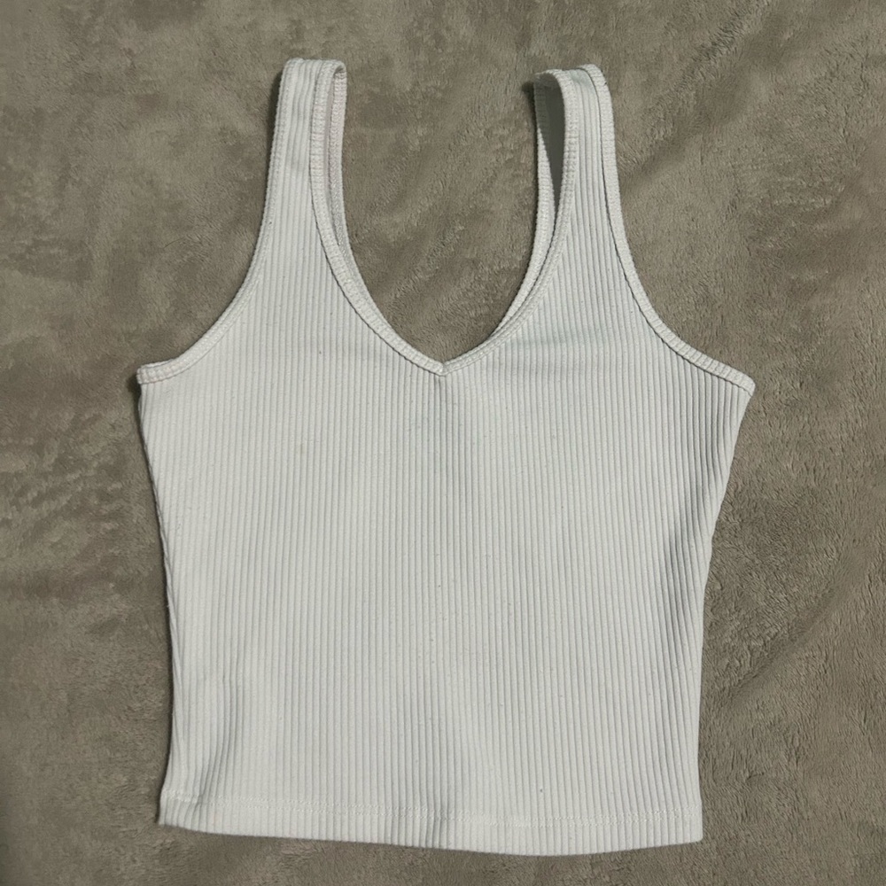 Hollister Ribbed V-Neck White Tank